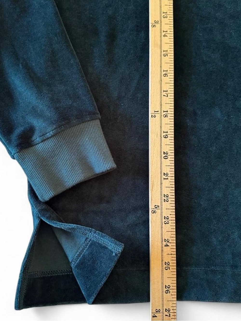 PACT Organic Cotton Pure Velour Mock Neck Pullover Deep Teal M Quiet Luxury Soft - Picture 7 of 8